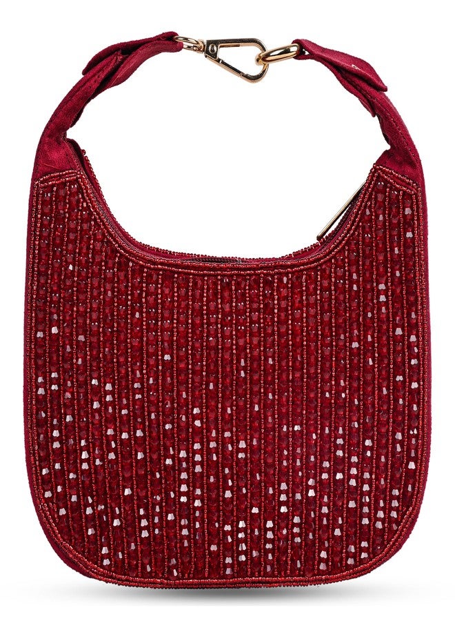 MARKQUES Red Crystal Handheld Embellished Handbag - Image 1